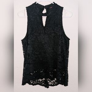 Size Large Black Lace Open Back Tank Top by "Material Girl"